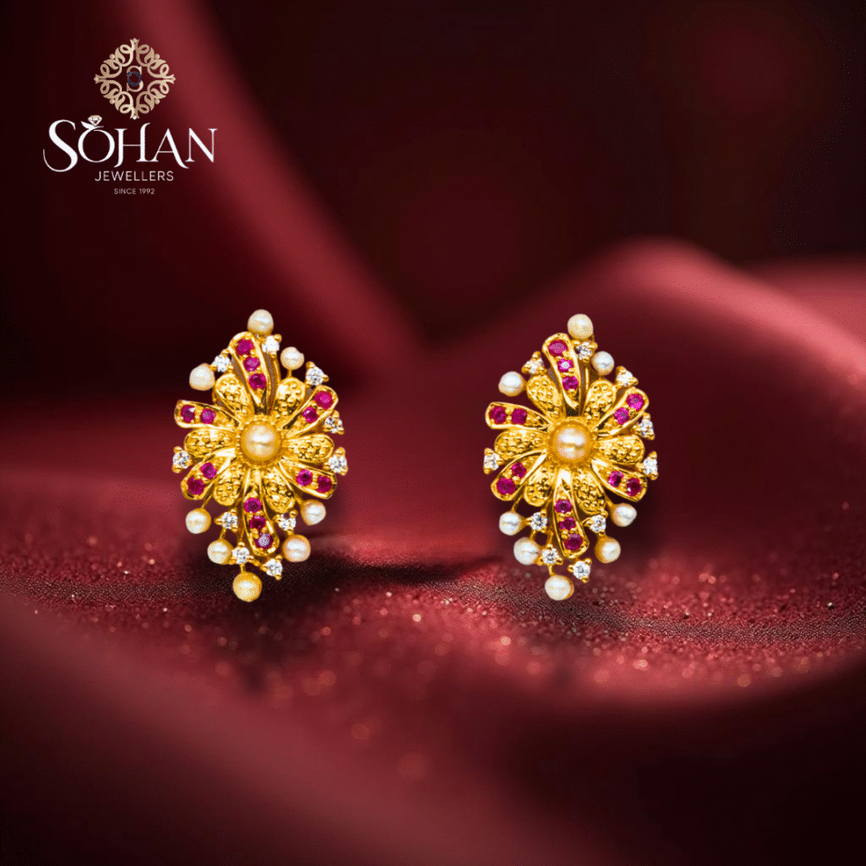 Bahraini Sapphire Blossom Earring 2
