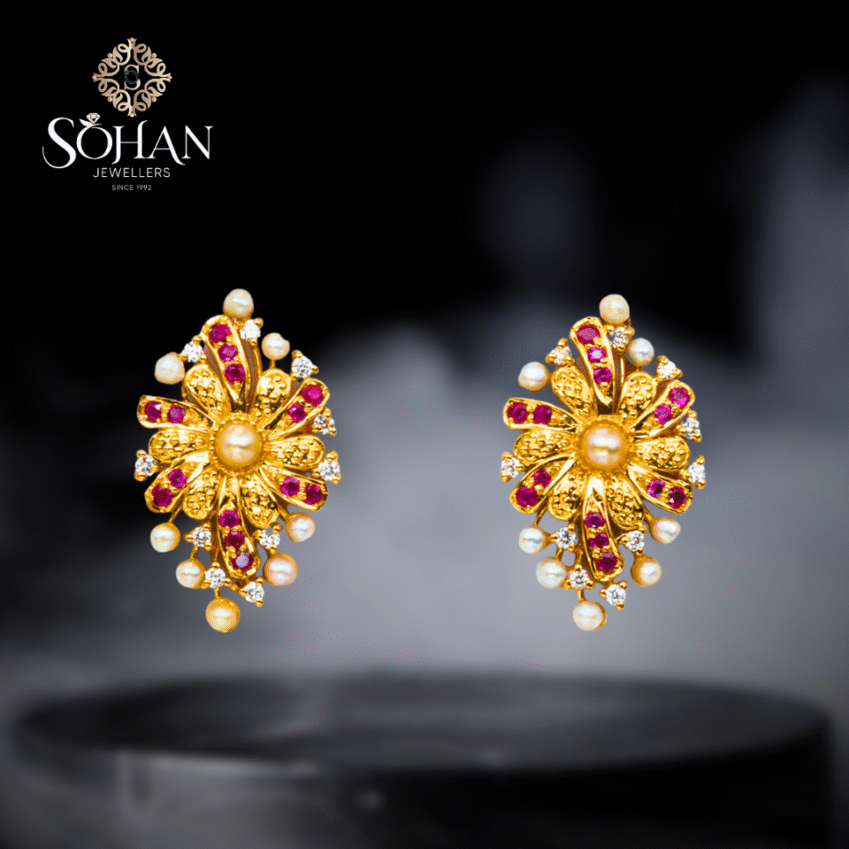 Bahraini Sapphire Blossom Earring
