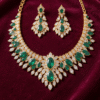 Luxury gold and diamond bridal jewelry set for Bahraini brides on velvet display